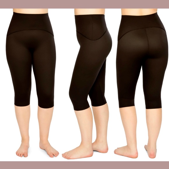 NWT‎ $78 Spanx [ PLUS 1X ] Active Knee-Length Leggings in BLACK - Picture 1 of 13